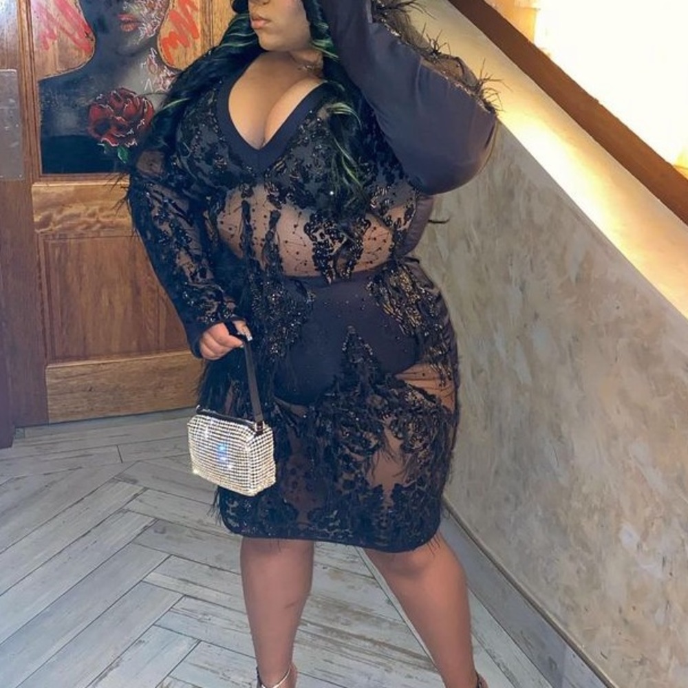 Black plus size birthday dress